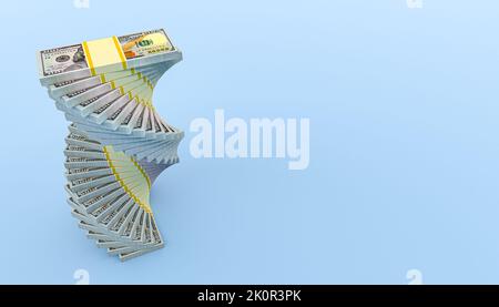 Grandi pile di soldi da dollari. Finanza del dollaro concettuale. 3d rendering Foto Stock