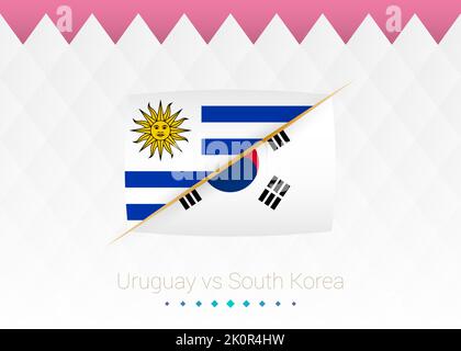 Nazionale di calcio Uruguay vs Corea del Sud. Calcio 2022 partita contro icona. Illustrazione vettoriale. Illustrazione Vettoriale