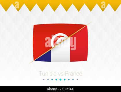 Nazionale di calcio Tunisia vs Francia. Calcio 2022 partita contro icona. Illustrazione vettoriale. Illustrazione Vettoriale