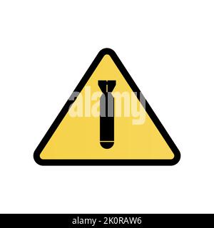 Icona di pericolo caduta razzo. Zona pericolosa. Il divieto è qui. Illustrazione Vettoriale