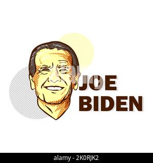 Gennaio 2020: Un'illustrazione vettoriale del fumetto della testa di Joe Biden, su sfondo bianco Foto Stock