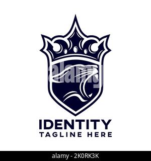 Pantera reale moderna con logo a scudo Illustrazione Vettoriale