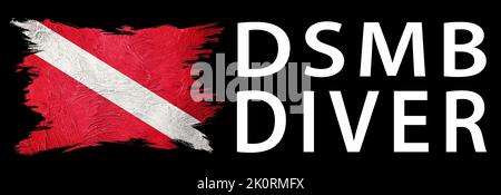 Marcatore di superficie ritardato Buoy Diver DSMB, Flag Diver Down, Bandiera Scuba, Scuba Diving Foto Stock