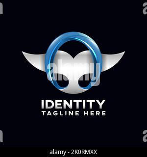 Impressionante lettera o coda di balena logo Illustrazione Vettoriale