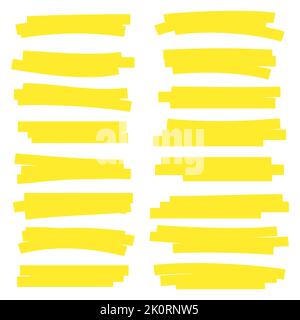Tratti dell'evidenziatore giallo Illustrazione Vettoriale
