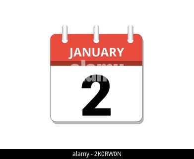 Gennaio, 2nd vettore icona calendario, concetto di pianificazione, business e compiti Illustrazione Vettoriale