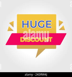 Grande sconti testo. Tag banner. Cartello prezzo offerta speciale. Etichetta di vendita rossa. Simbolo di vendita pubblicitaria. Banner adesivo sconti enormi. Vettore. Enorme Illustrazione Vettoriale