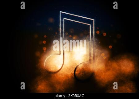 Ottavo simbolo di nota trasmesso via IR, sfondo musicale, simbolo blu Foto Stock
