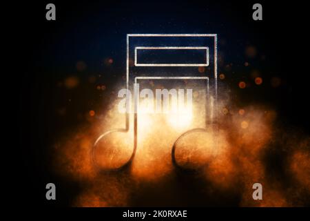 Simbolo di nota trasmesso via IR sedicesimo, sfondo musicale, simbolo blu Foto Stock