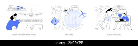 Illustrazioni vettoriali astratte di concetto di coordinamento internazionale delle imprese. Illustrazione Vettoriale