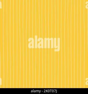 Pattern geometrico astratto senza giunture vettoriali. Strisce bianche sottili e irregolari su sfondo giallo. Ideale per design, tappezzeria, imballaggio, tessuti Illustrazione Vettoriale