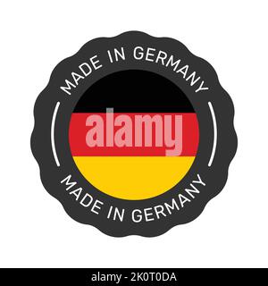 Made in Germany distintivo vettoriale colorato. Etichetta adesiva con bandiera tedesca. Illustrazione Vettoriale