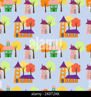 Case multicolore - modello senza cuciture. Illustrazione vettoriale. Illustrazione Vettoriale