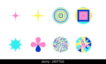 Collezione di icone scintillanti. Design vettoriale del segno Shine Effect. Set di forme Illustrazione Vettoriale