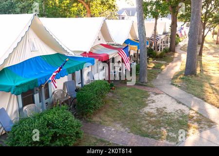 Storico Ocean Grove, il quartiere delle tende di Camp Methodist sulla riva del New Jersey. Foto Stock