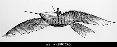 Jean Marie le Bris (1817 – 1872) aviatore francese, che ha compiuto un volo in aliante nel dicembre 1856 con il suo "aliante Albatross" Foto Stock