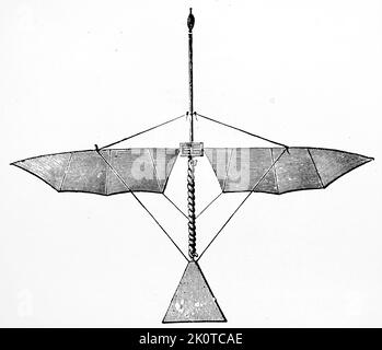 Victor Tatin (1843 – 1913) è stato un ingegnere francese che creò un primo aereo, l'Aéroplane nel 1879. Uccello meccanico di Tatin: Foto Stock