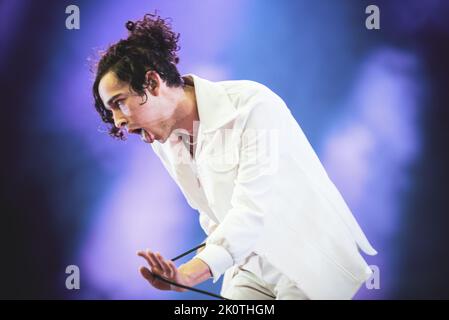 GERMANIA, NORIMBERGA, ROCK IM PARK 2016: Matty Healy, cantante della pop rock band inglese, che si esibisce dal vivo sul palco al Rock im Park Festival edizione 2016 Foto Stock