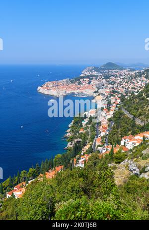 Vista sulla città vecchia, Dubrovnik, Croazia Foto Stock