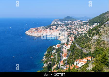 Vista sulla città vecchia, Dubrovnik, Croazia Foto Stock