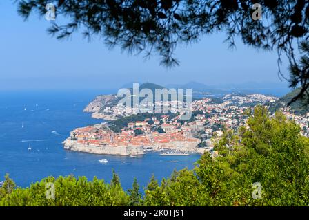 Vista sulla città vecchia, Dubrovnik, Croazia Foto Stock