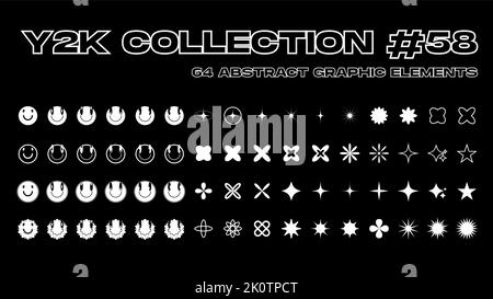 Forme geometriche astratte silhouette, forme brutalistiche, memphis nero Illustrazione Vettoriale