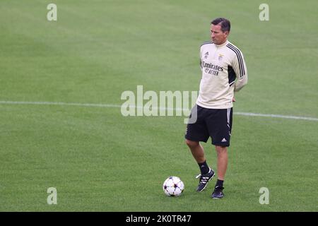Torino, Italia. 13th Set, 2022. Roger Schmidt allenatore capo di SL Benfica reagisce prima della sessione di allenamento allo Stadio Juventus di Torino. Data foto: 13th settembre 2022. Il credito per le immagini dovrebbe essere: Jonathan Moskrop/Sportimage Credit: Sportimage/Alamy Live News Foto Stock
