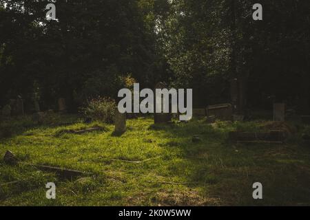 Lapidi nel cimitero, cimitero di Arnos vale Foto Stock