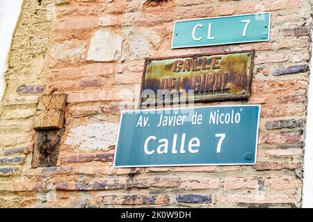 Bogota Colombia, Calle 7, vecchio nome strada segni, colombiani ispanici sudamericani latino-americani ispanici Foto Stock