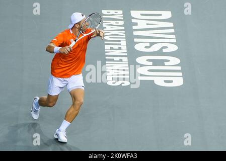 Glasgow, Regno Unito. 13th Set, 2022. GLASGOW, SCOZIA - 13 SETTEMBRE: Tallon Griekspoor dei Paesi Bassi durante la Davis Cup Finals Day del 13 settembre 2022 a Glasgow, Scozia. (Foto di Jan-Willem de Lange/BSR Agency) Credit: BSR Agency/Alamy Live News Foto Stock