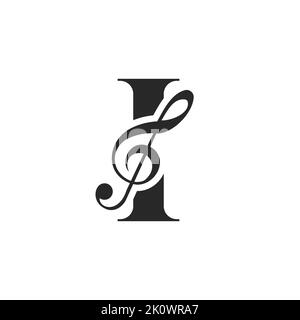 Lettera iniziale i Logo musicale. DJ Symbol Podcast Logo icona modello vettoriale Illustrazione Vettoriale