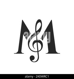 Lettera iniziale M Logo musicale. DJ Symbol Podcast Logo icona modello vettoriale Illustrazione Vettoriale