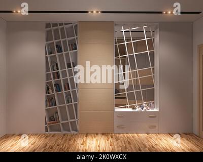 E-design illustrazione di un corridoio in un piccolo appartamento. Design interno di una camera per bambini in un appartamento elegante Foto Stock