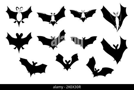 Illustrazione bats silhouette collezione per Halloween isolato su sfondo bianco Foto Stock