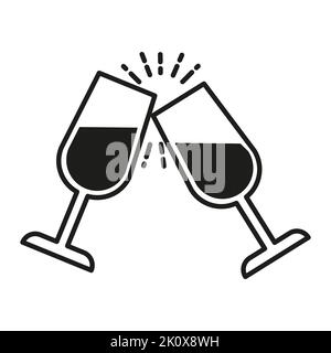 Logo Vector champagne. Icona bevanda in bianco e nero Illustrazione Vettoriale