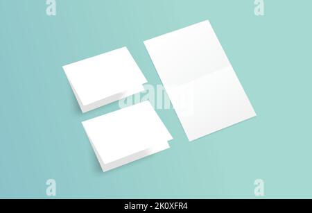 Modello di vetrina per ufficio aziendale Mockup Stationary Paper Folding Paper Illustrazione Vettoriale