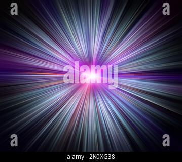 Sfocate i raffiche di luce per un effetto di velocità. Illustrazione grafica del computer Foto Stock