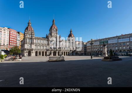 Ayubtamiento de la ciudad de A Coruña (Spagna) en la Plaza María Pita. Fotografo con FASD Foto Stock