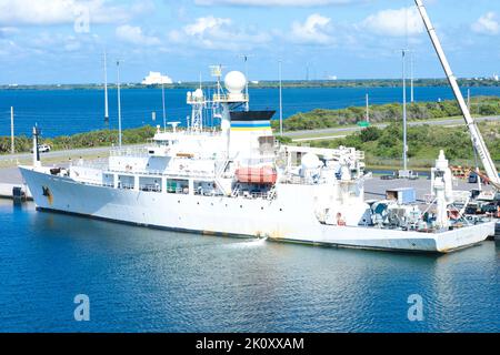 Cape Canaveral, STATI UNITI D'AMERICA. L'arial vista di Port Canaveral dalla nave da crociera ormeggiata in Port Canaveral, Brevard County, Florida Foto Stock