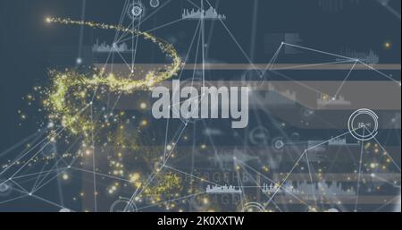 Immagine della rete di connessioni con punti luminosi Foto Stock