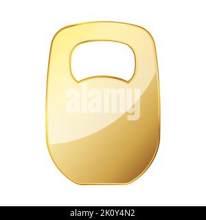 Icona Kettlebell d'oro. Elemento di design con logo dorato. Illustrazione vettoriale. Icona di KettleBell di esercitazione Illustrazione Vettoriale