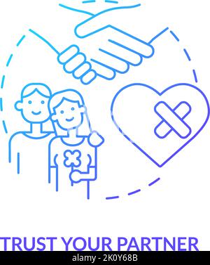Icona del concetto gradiente blu del partner fidato Illustrazione Vettoriale