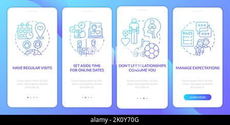 Surviving Long-distance Love Blue Gradient on Mobile App Screen Illustrazione Vettoriale