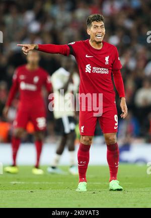 Liverpool, Regno Unito. 13th Set, 2022. Roberto Firmino di Liverpool durante la partita della UEFA Champions League ad Anfield, Liverpool. Il credito dell'immagine dovrebbe essere: Cameron Smith/Sportimage Credit: Sportimage/Alamy Live News Foto Stock