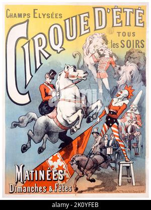 19th ° secolo francese Circus Poster promuovere il Cirque d'Ete negli Champs Elysées, Parigi, 1886-1892 Foto Stock