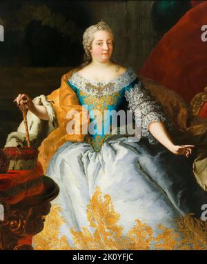 Imperatrice Maria Teresa (1717-1780), Regina d'Ungheria e Boemia con la corona boema e arciduca, dipinto a olio su tela di Martin van Meytens, 1745-1750 Foto Stock