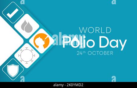 Giornata Mondiale della polio si osserva ogni anno il 24 ottobre, la poliomielite è una malattia invalidante e pericolosa per la vita causata dal poliovirus. Vettore Illustrazione Vettoriale