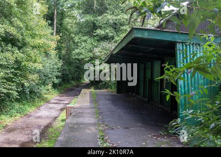 Longmoor Military Railway costruita nel 1903, ora abbandonata, Liss, Hampshire, Inghilterra, REGNO UNITO Foto Stock