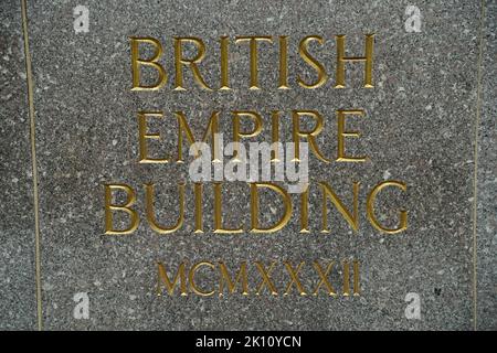 new york british empire costruzione segno d'oro Foto Stock