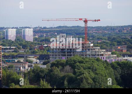 Gli appartamenti Springwell Gardens sono in costruzione nel centro di Leeds Foto Stock